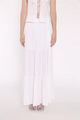 White Tiered Maxi-Skirt