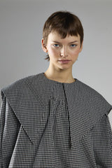 Black Check Oversized Collar Mini Dress