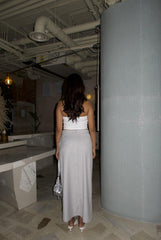 Light-Grey-Pinstripe Pencil Maxi Skirts