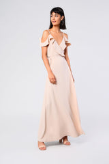 Stone Cold-Shoulder Wrap Maxi-Dress
