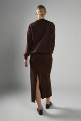 Deep-Brown High-Waisted Maxi-Skirt