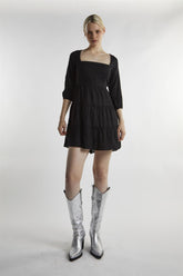 Black Square Neck Mini-Dress