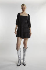 Black Square Neck Mini-Dress