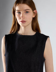 Black Denim Sleeveless Mini Dress