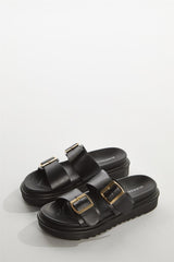 Black Double-Strap Sandals