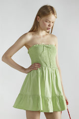 Apple-Green Sleeveless-Skater Mini-Dress