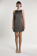 Bitter Chocolate Boat Neck Mini Shift Dress