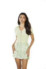 Apple Green Ditsy Sheer Mini-Skirt