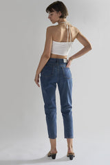 Mid Stonewash Straight Leg Slim Fit Jeans