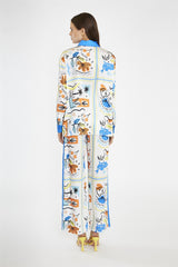 Blue Scarf-Print Oversized-Shirt