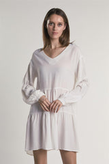 White Tiered Midi-Dress