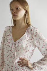 Pink Watercolour-Floral V-Neck Maxi-Dress