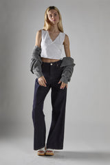 White V-Neck Crop-Top