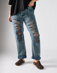 New Grey Denim Ripped Jeans