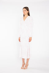 Pink-Watercolour Wrap Midi-Dress