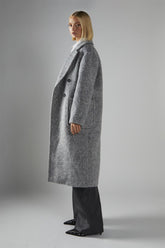 Grey Collared Midi-Coat