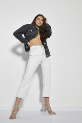 White High-Waisted Ankle Length-Jeans