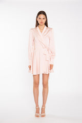 Nude-Peach Wrap Mini-Dress