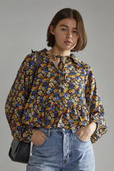 Dark Floral Long Sleeve Top