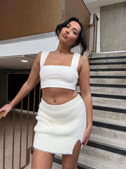 Off-White Square Neck Cropped Length-Top