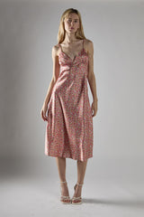 Multi Coral Ditsy Spaghetti-Strap Midi-Dress