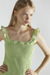 Apple-Green Square-Neck-Bodycon Mini-Dress