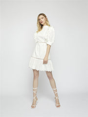 White Broderie Tie Back Mini Dress