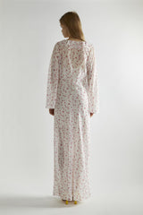 Pink Watercolour-Floral V-Neck Maxi-Dress