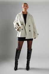 Bone Double-Breasted Short-Coat