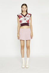 Rose Pink Pleated Mini-Skirt