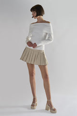 Stone Pleated Mini-Skirt