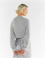 Grey-Marl Crew-Neck Crop-Jumper