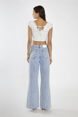 Off-White Lace-Trim Crop-Top