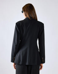 Black Cinched Waist Blazer
