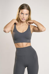 Signature Graphite-Grey Scoop-Neck Crop-Top.