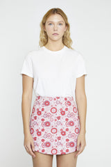 Pink Red Vintage Floral A-Line Mini-Skirt