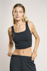 Agon Lounge Black Square-Neck Crop-Top.