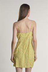 Yellow-Multi-Ditsy Sleeveless Mini-Dress