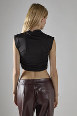 Black Mock Neck Crop-Top