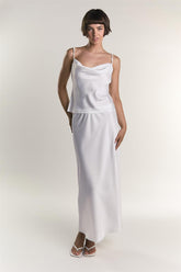 White Satin Cowl Neck Cami Top