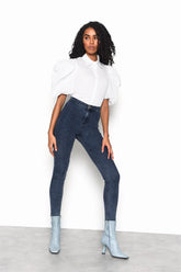 Ink-Blue High-Waisted Skinny-Jeans