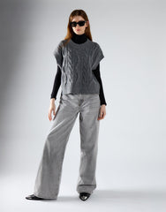 Dark Grey Marl Cable Knit Vest Top