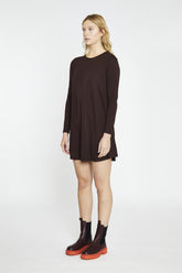 Dark-Brown Basic Long-Sleeve Mini-Dress