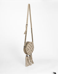 Stone Boho Studded Tassel Crossbody Bag