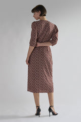 Maroon Ditsy Floral V Neck Midi Dresses