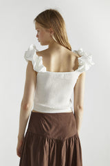 White Square-Neck-Tops