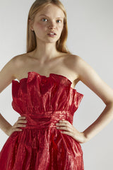 Red Callie Gathered-Bandeau Mini-Dress