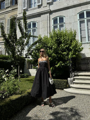 Black Scoop-Neck Maxi-Dress