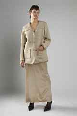 On-Trend Elegant Tweed Blazer in Stone Multi