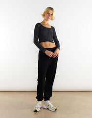 Black Round Neck Top